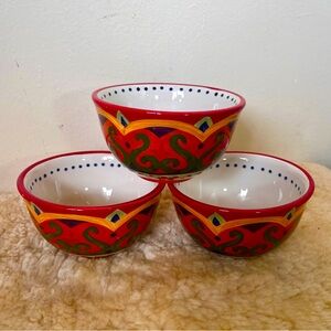 Corsica Trivoli FRUIT/DESSERT BOWL 4.5'' Diameter Set OF 3 Colorful